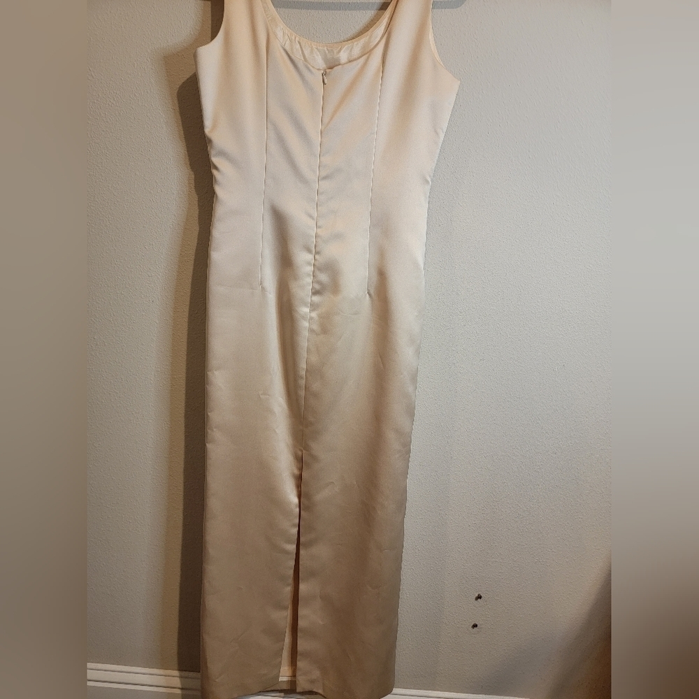 Floor Length Satin Cream Dress by Ever Beauty Formal Size 10 - Picture 8 of 8